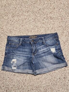 Women's Distressed Denim Shorts - Blue